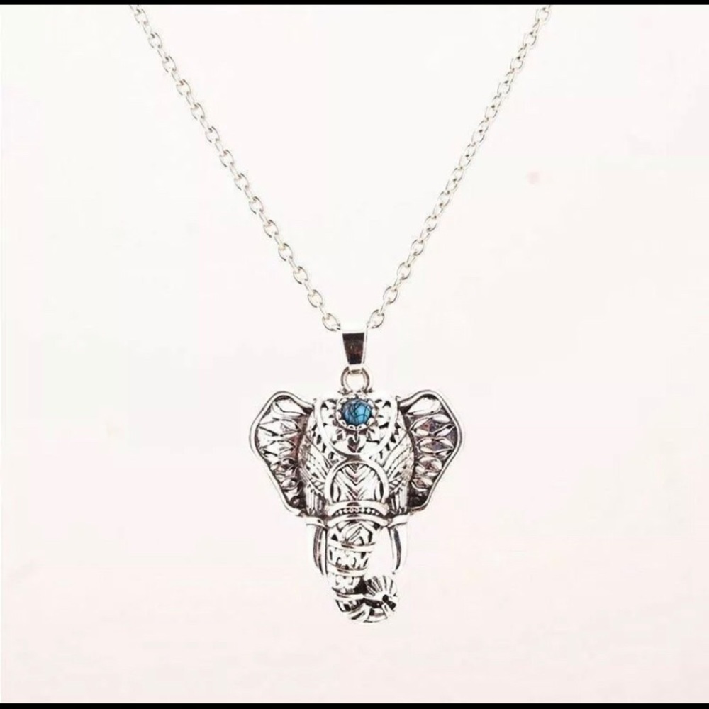 3 for $20 Elephant Turquoise Blue Silver Necklace - Picture 2 of 4
